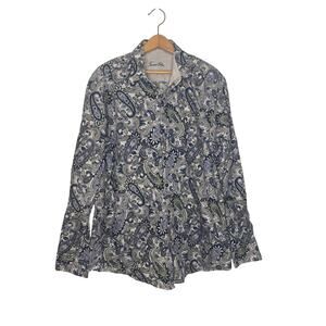 Tasso Elba Shirt Mens Large Black Paisley Long Sleeve Button Up 16 - 16.5 Office